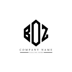 BOZ letter logo design with polygon shape. BOZ polygon logo monogram. BOZ cube logo design. BOZ hexagon vector logo template white and black colors. BOZ monogram, BOZ business and real estate logo.