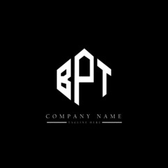 BPT letter logo design with polygon shape. BPT polygon logo monogram. BPT cube logo design. BPT hexagon vector logo template white and black colors. BPT monogram, BPT business and real estate logo. 