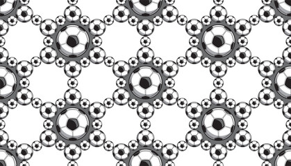 Stylish design on a football subject. Seamless background. The vector model with black and white elements.