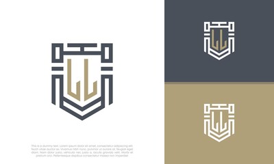 Luxury Shield Letter LL Logo Design. Initial Letter Logo.