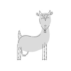 Cute contour doodle goat. Goat milk. Vector isolated on white background, hand drawn