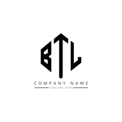 BTL letter logo design with polygon shape. BTL polygon logo monogram. BTL cube logo design. BTL hexagon vector logo template white and black colors. BTL monogram, BTL business and real estate logo. 