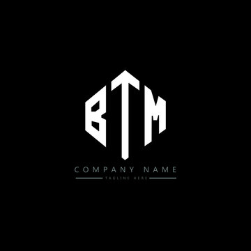 BTM letter logo design with polygon shape. BTM polygon logo monogram. BTM cube logo design. BTM hexagon vector logo template white and black colors. BTM monogram, BTM business and real estate logo. 