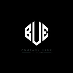 BUE letter logo design with polygon shape. BUE polygon logo monogram. BUE cube logo design. BUE hexagon vector logo template white and black colors. BUE monogram, BUE business and real estate logo. 
