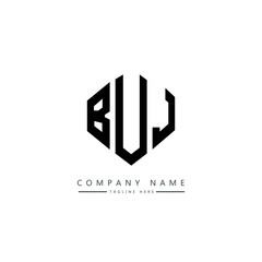 BUJ letter logo design with polygon shape. BUJ polygon logo monogram. BUJ cube logo design. BUJ hexagon vector logo template white and black colors. BUJ monogram, BUJ business and real estate logo. 