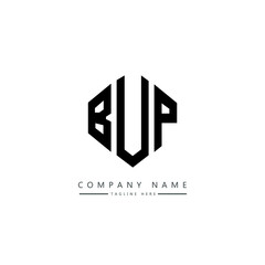 Fototapeta premium BUP letter logo design with polygon shape. BUP polygon logo monogram. BUP cube logo design. BUP hexagon vector logo template white and black colors. BUP monogram, BUP business and real estate logo. 