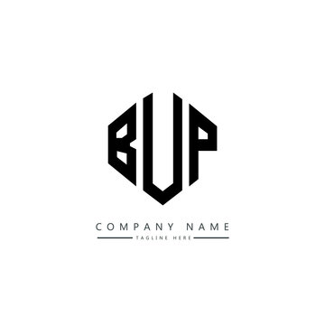 BUP letter logo design with polygon shape. BUP polygon logo monogram. BUP cube logo design. BUP hexagon vector logo template white and black colors. BUP monogram, BUP business and real estate logo. 