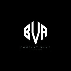 BVA letter logo design with polygon shape. BVA polygon logo monogram. BVA cube logo design. BVA hexagon vector logo template white and black colors. BVA monogram, BVA business and real estate logo. 