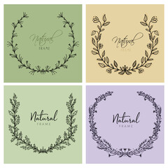 Set frames of branches for text decoration in doodle style.