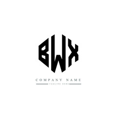 BWX letter logo design with polygon shape. BWX polygon logo monogram. BWX cube logo design. BWX hexagon vector logo template white and black colors. BWX monogram, BWX business and real estate logo. 