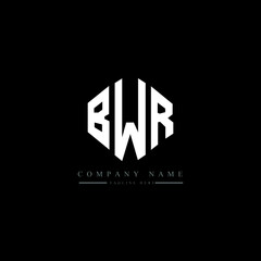 BWR letter logo design with polygon shape. BWR polygon logo monogram. BWR cube logo design. BWR hexagon vector logo template white and black colors. BWR monogram, BWR business and real estate logo. 