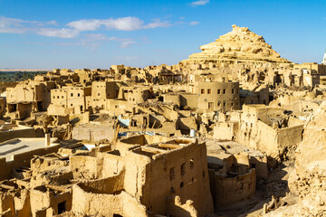 The old oasis town of Siwa in the Sahara of Egypt