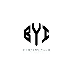 BYI letter logo design with polygon shape. BYI polygon logo monogram. BYI cube logo design. BYI hexagon vector logo template white and black colors. BYI monogram, BYI business and real estate logo. 