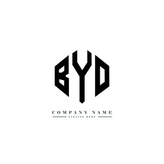 BYO letter logo design with polygon shape. BYO polygon logo monogram. BYO cube logo design. BYO hexagon vector logo template white and black colors. BYO monogram, BYO business and real estate logo. 