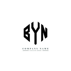 BYN letter logo design with polygon shape. BYN polygon logo monogram. BYN cube logo design. BYN hexagon vector logo template white and black colors. BYN monogram, BYN business and real estate logo. 