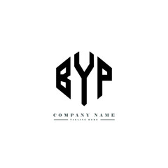 BYP letter logo design with polygon shape. BYP polygon logo monogram. BYP cube logo design. BYP hexagon vector logo template white and black colors. BYP monogram, BYP business and real estate logo. 