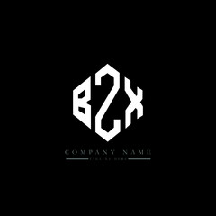 Obraz premium BZX letter logo design with polygon shape. BZX polygon logo monogram. BZX cube logo design. BZX hexagon vector logo template white and black colors. BZX monogram, BZX business and real estate logo. 