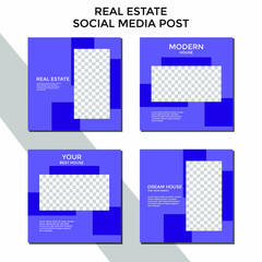 EDITABLE REAL ESTATE SOCIAL MEDIA POST. BANNER TEMPLATE SALES SET. PROMO BRAND COVER DESIGN VECTOR