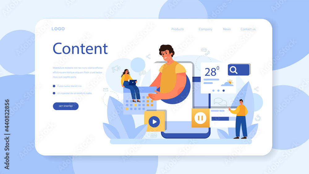 Poster content filling web banner or landing page. making responsive