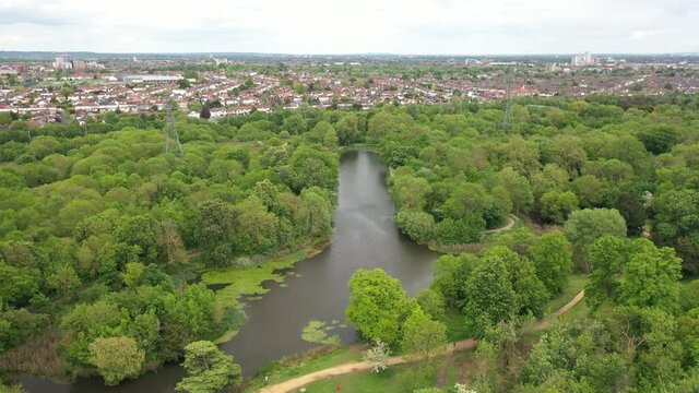 stunning aerial view of the Epping forest in the UK, london