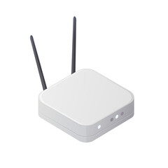 Isometric Router Device on white background. Wireless internet. Colored illustration.