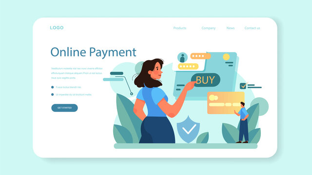 Payment system web banner or landing page. Website payment system