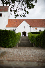 Fototapeta na wymiar Beautiful white Chatolic Church in Denmark