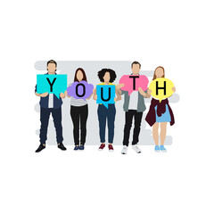 Obraz premium Flat illustration design youth day isolated on white background
