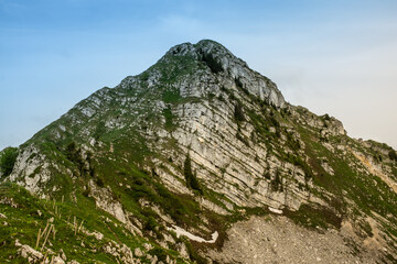 Landscape view of the swiss Alps from the mountain of 