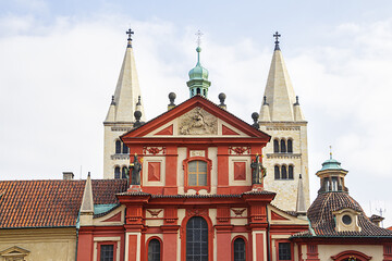 Fototapeta na wymiar St.George's Basilica (founded around 920) - oldest preserved Romanesque church in Prague Castle. Prague, Czech Republic.