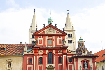 Fototapeta na wymiar St.George's Basilica (founded around 920) - oldest preserved Romanesque church in Prague Castle. Prague, Czech Republic.