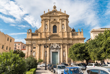 View of the majestic church of Sants Anna and Teresa of Avila at Kalsa in Palermo, Sicily, Italy