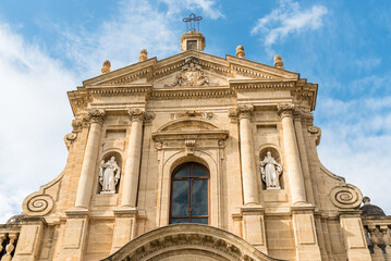 Fototapeta na wymiar View of the majestic church of Sants Anna and Teresa of Avila at Kalsa in Palermo, Sicily, Italy