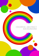 Colorful circle background pattern. Letter C with rounded ends, rainbow gradient. Template design for publication, cover, poster, card, flyer, brochure, banner, wall. Vector illustration.