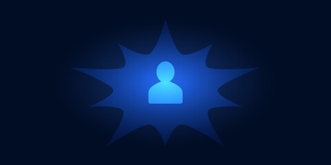 digital user icon on blue background with symbol design