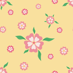 Spring blossom seamless pattern on neutral background. Vector illustration. Texture for fabric and other types of design.