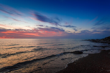 Fototapeta premium Sunset at Balkhash Lake. Kazakhstan Nature