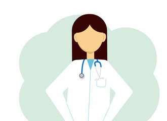 Fototapeta premium Illustration of woman doctor portrait with stethoscope