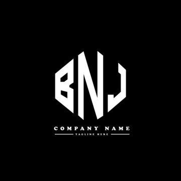 BNJ letter logo design with polygon shape. BNJ polygon logo monogram. BNJ cube logo design. BNJ hexagon vector logo template white and black colors. BNJ monogram, BNJ business and real estate logo. 