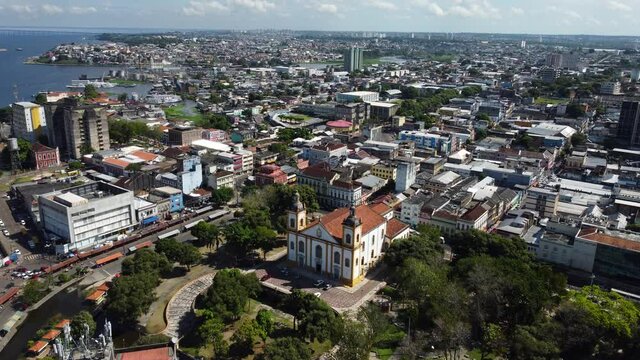 Aerial view of the Metropolitan Cathedral in the city of Manaus, Amazonas state, northern Brazil.