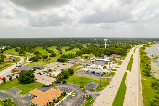 Aerial photo Sebring FL water tower and golf course scene