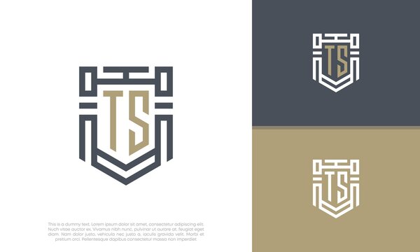 Luxury Shield Letter TS Logo Design. Initial Letter Logo.