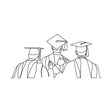 Abstract line art drawing graduation group of people