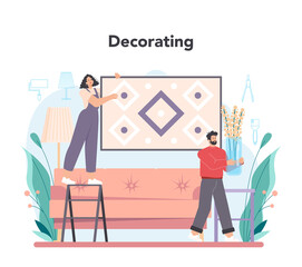 Professional decorator concept. Designer planning the design