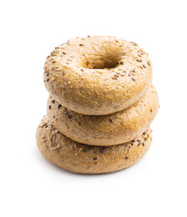 Whole grain baked bagel.