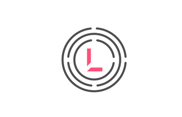 pink L logo design letter design with circles. Alphabet design icon. Branding for products and company