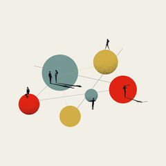 Business our team presentation vector website banner. Symbol of teamwork, diversity and company. Minimal illustration.