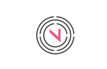 pink N logo design letter design with circles. Alphabet design icon. Branding for products and company