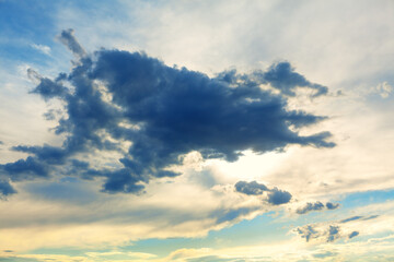 Shaped dark clouds on the morning sky 