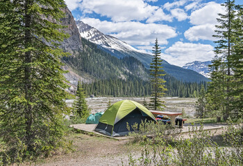 Tent on the bank of the Yoho River in Yoho National Park, British Columbia, Canada © jkgabbert